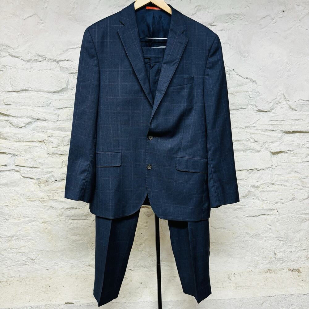 Cremieux Blue Glen Plaid Suit Loro Piana Super 130’s Fabric 42 Reg 36x30 Pants